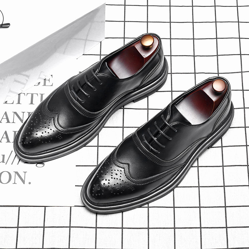 Men's Mori Autumn Korean Pointed Business British Brogue Men's Shoes