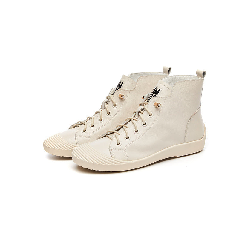 Women's High Top Short Flat Shell Toe Pumps Four Boots