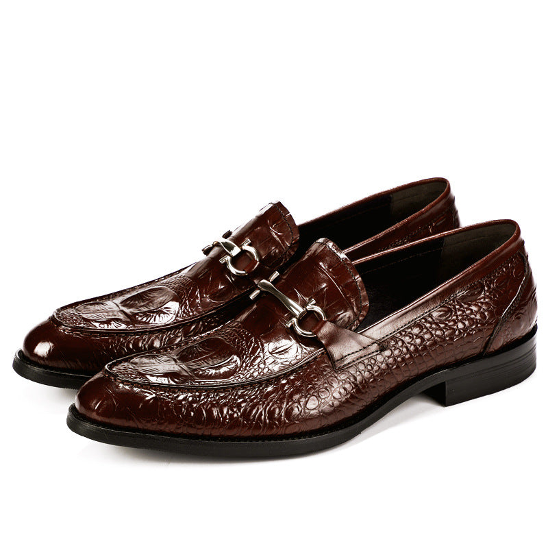 Men's Pattern Cowhide British Business Dress Pumps Leather Shoes