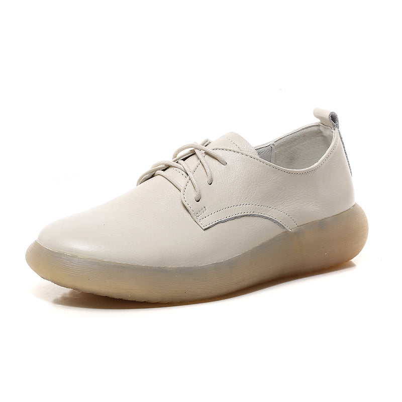 Women's Style White Versatile Single-layer Genuine Lace Casual Shoes
