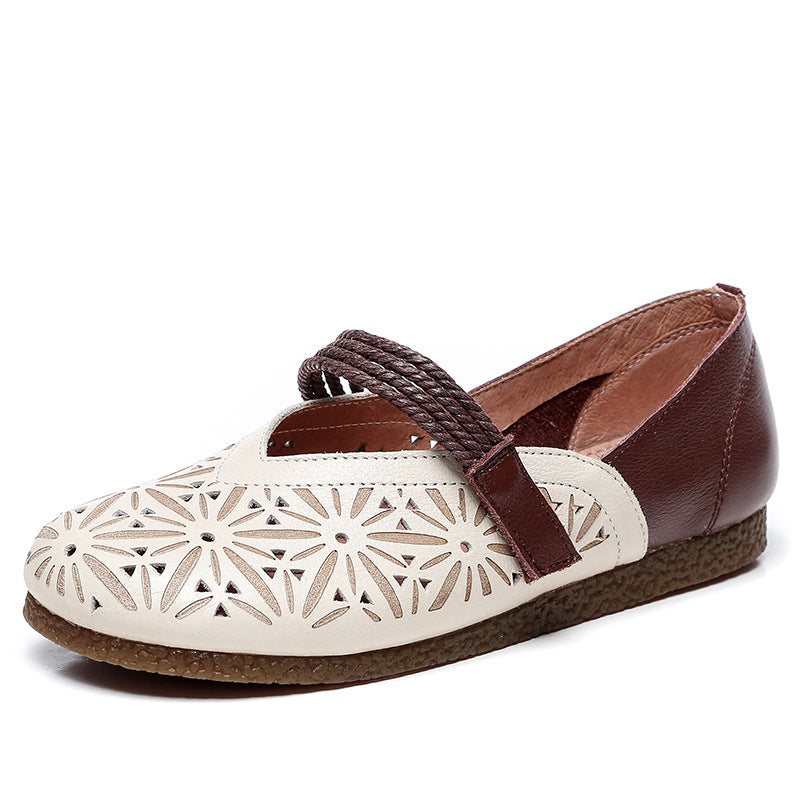 Artistic Style Retro Mori Hole Velcro Sandals