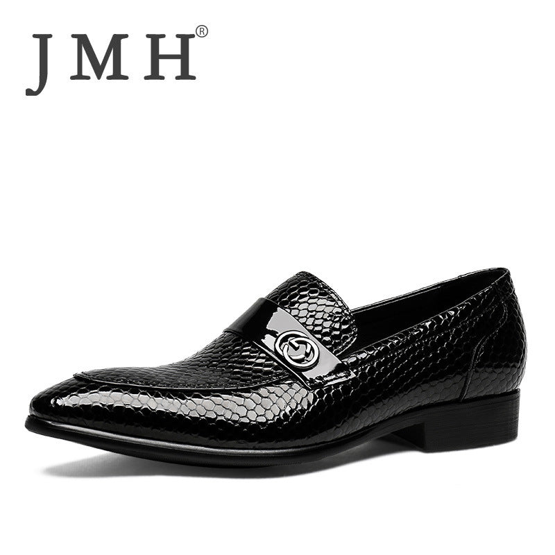 Men's Black Green Trendy Slip-on Wedding Business Casual Shoes