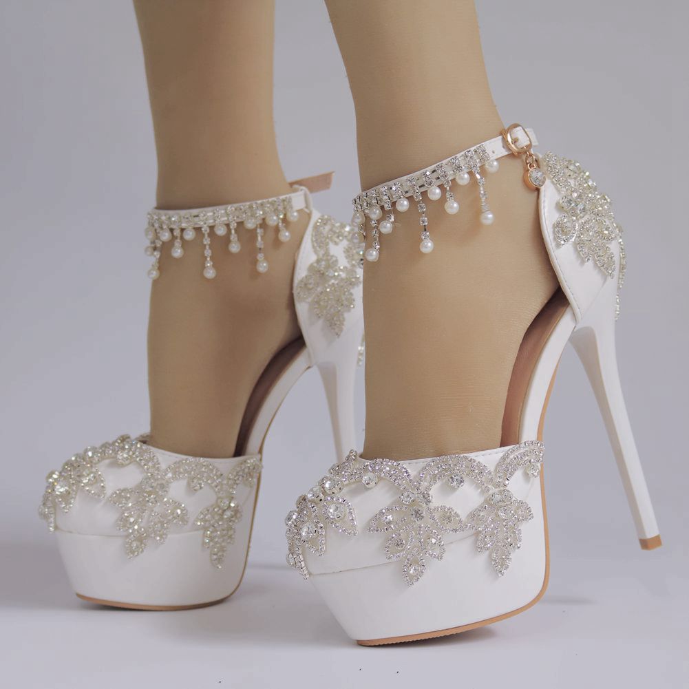 Women's Wedding Pumps Beaded Tassel Chain High Heels
