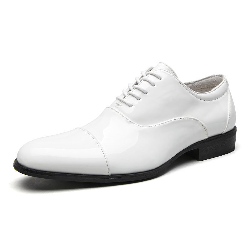 Men's Patent Glossy Three Joint Formal Wear Oxford Green Men's Business Leather Shoes