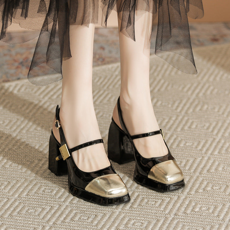 Women's Mary Jane Low-cut Classic Color Matching Heels