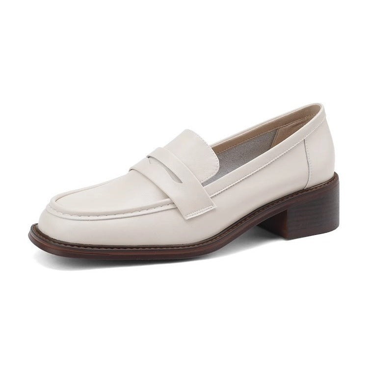 Women's Real Soft Spring Pumps Retro Chunky Loafers