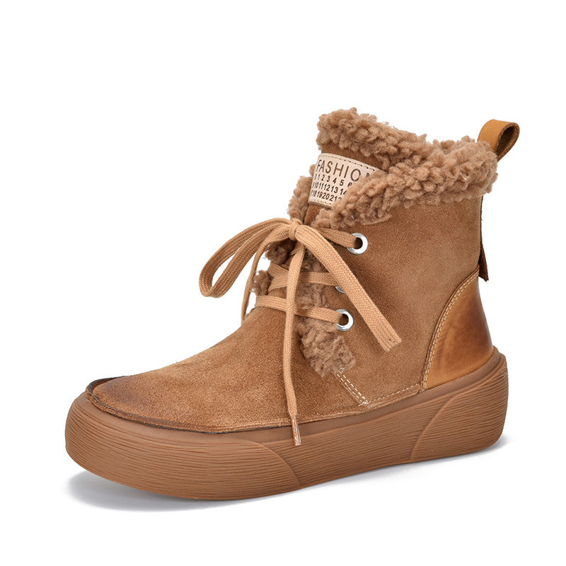 Women's Genuine Fleece-lined Thicker Thermal Winter Round Snow Boots