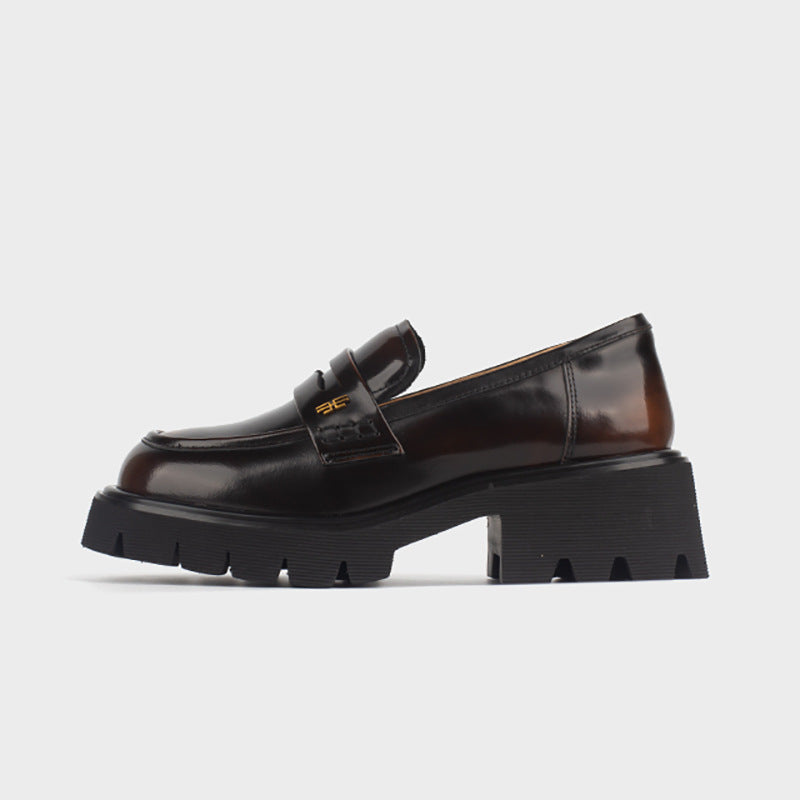 Women's Source British Style Uniform Height Increasing Loafers