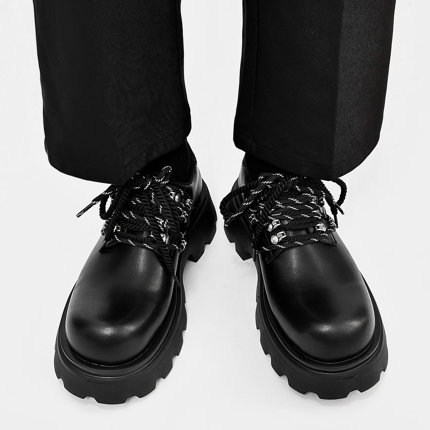 Men's Autumn Thick Bottom Height Increasing Derby Leather Shoes