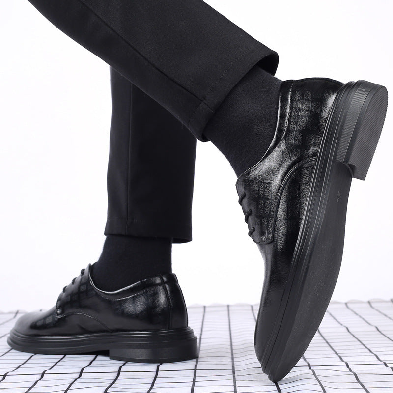 Men's Increasing Insole Soft Bottom Trendy British Leather Shoes