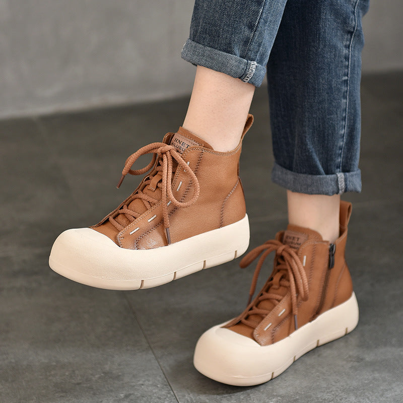 Women's Price Hand Grip Pattern Top Layer Cowhide Casual Shoes
