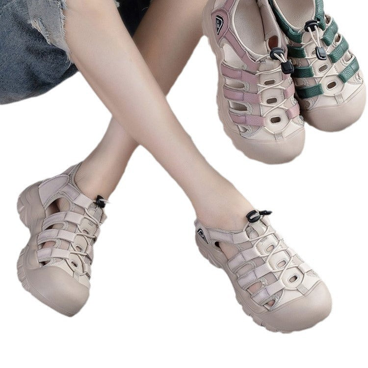 Women's Toe Sports Summer Breathable Board Cowhide Sandals