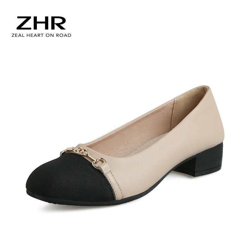 Women's Pumps Classic Style Chunky Slip-on Square Toe Mary Women's Casual Shoes