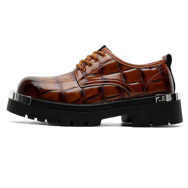 Men's Green British Style Big Head Trendy Men's Shoes