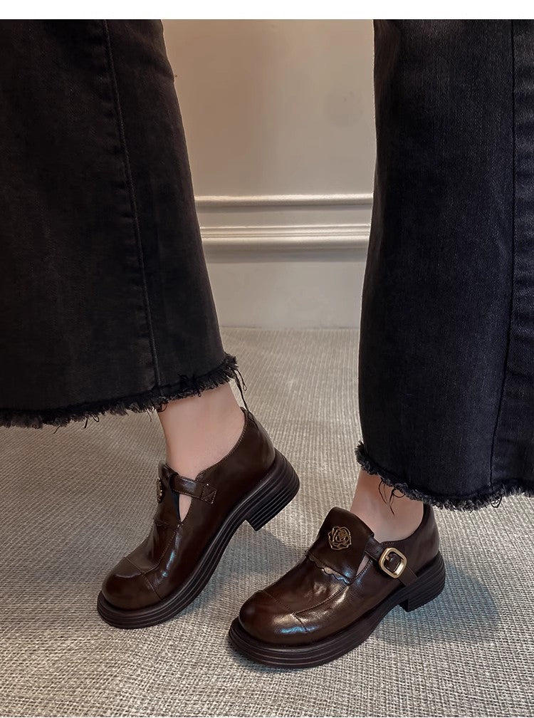 Women's Vintage Thick Bottom Chunky Height Increasing Loafers