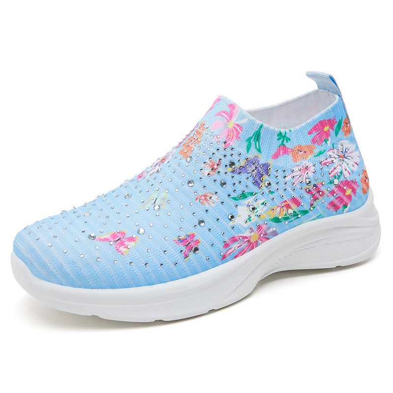 Women's Fashion Flying Woven Mom Color Matching Casual Shoes