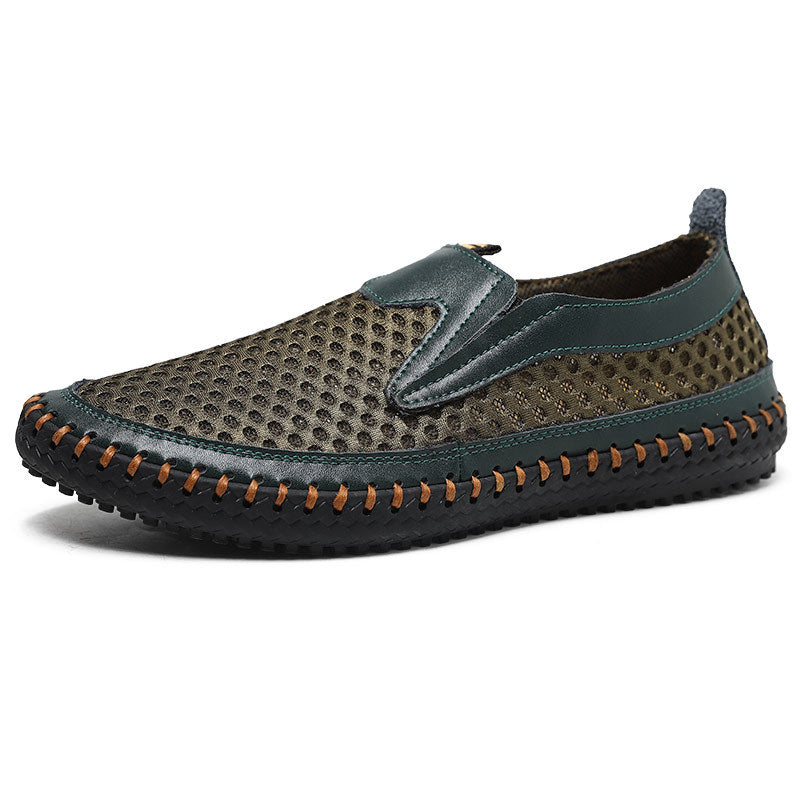 Men's Mesh Lightweight Slip-on Large Sports Soft Leather Shoes