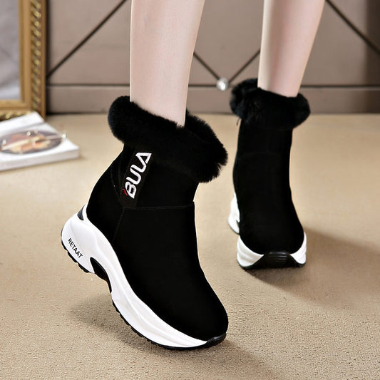 Women's Wedge Plus Veet Cotton Height Increasing Snow Boots