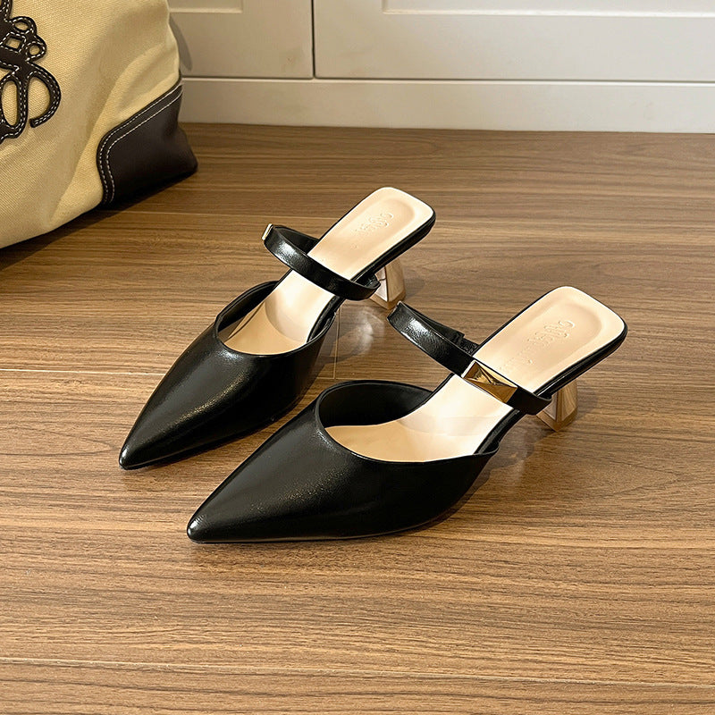 Cap Semi Slip-on Summer French Style Temperament Heels