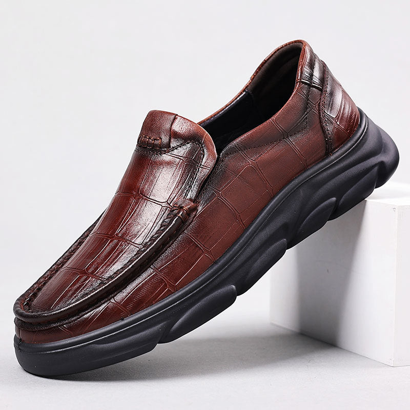 Men's Autumn Genuine Business Thick Bottom One Leather Shoes