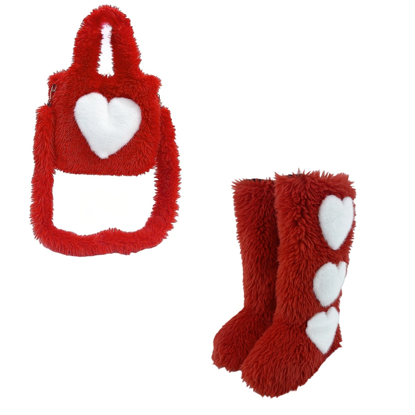 Women's Sweet Cool Style Imitation Fur Furry Tote Bag Snow Boots