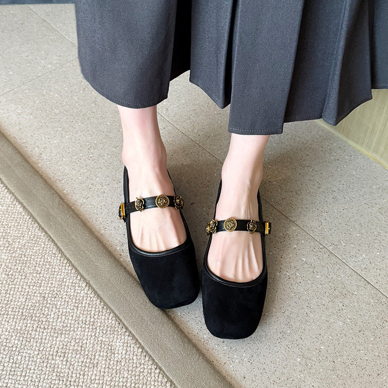 Women's Elegant Square Toe Korean Style Retro Low-cut With Hidden Women's Shoes