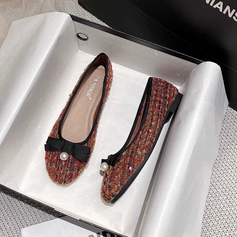 Round Head Low-cut Bowknot Flat Bottom Casual Shoes