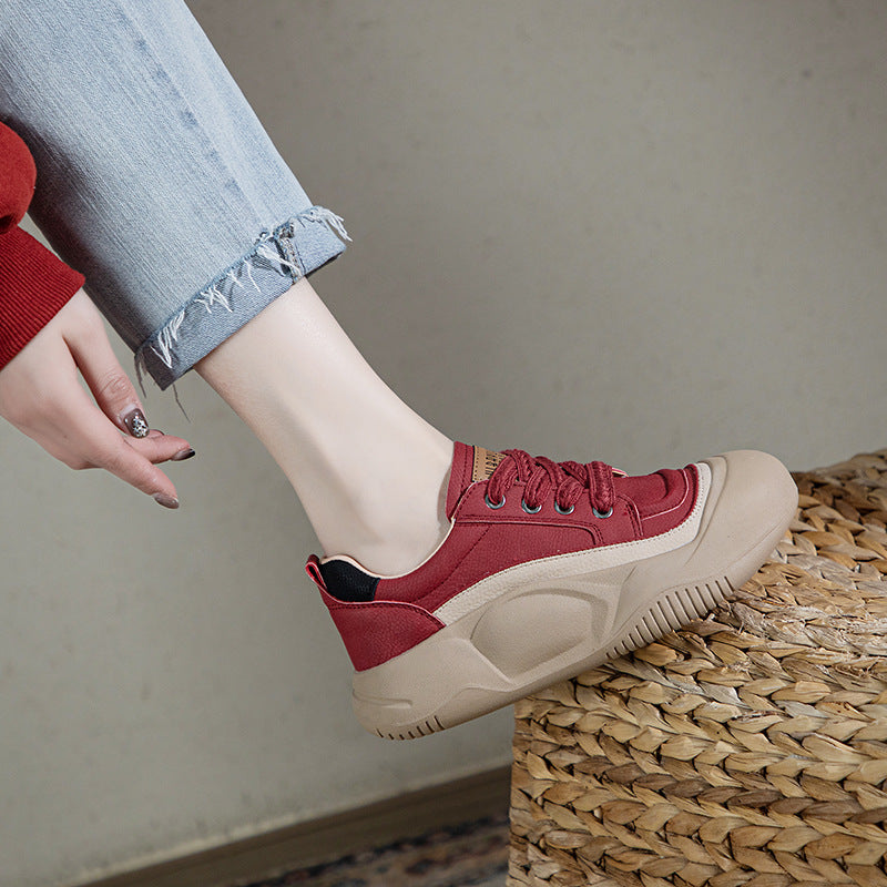Women's Spring Platform Vintage Skateboard Sports Soft Sneakers