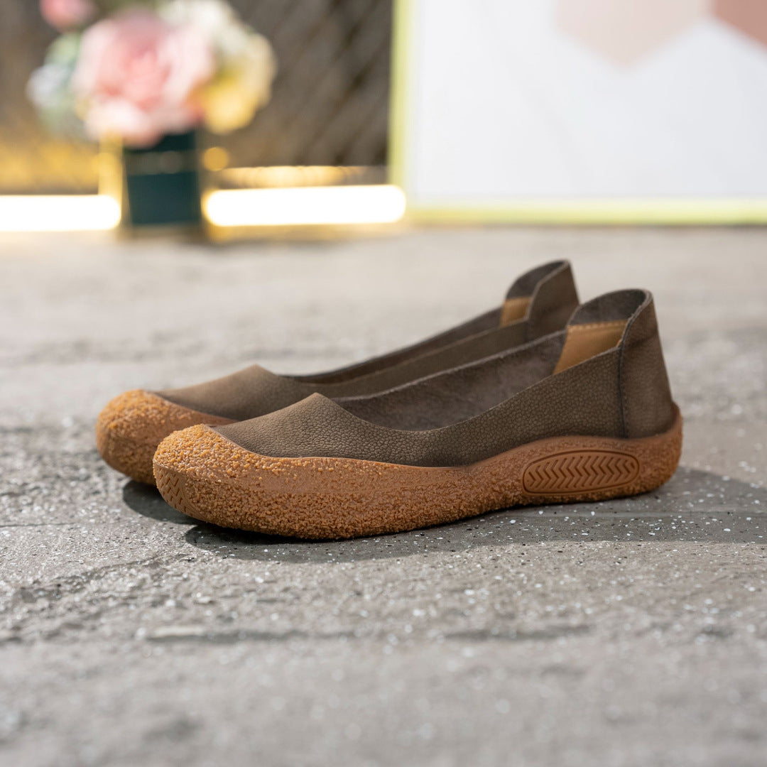 Women's Layer Cowhide Retro Closed Toe Comfortable Casual Shoes