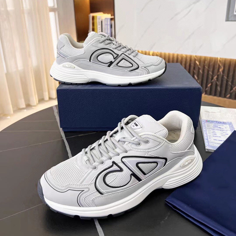 Men's Cut Round Head Fashion First Layer Cowhide Lace Sneakers