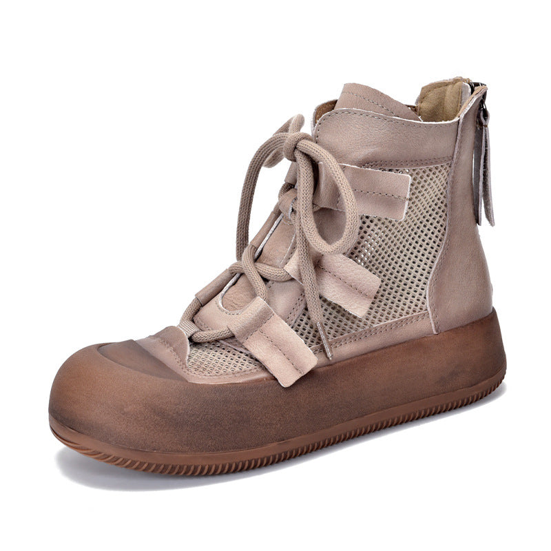 Women's Toe Roman Genuine Platform Mesh Hollow Sandals