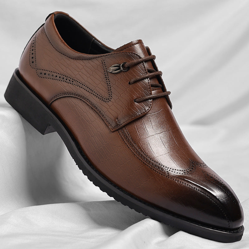 Men's Spring Brogue Trends British Style Pointed Office Men's Shoes