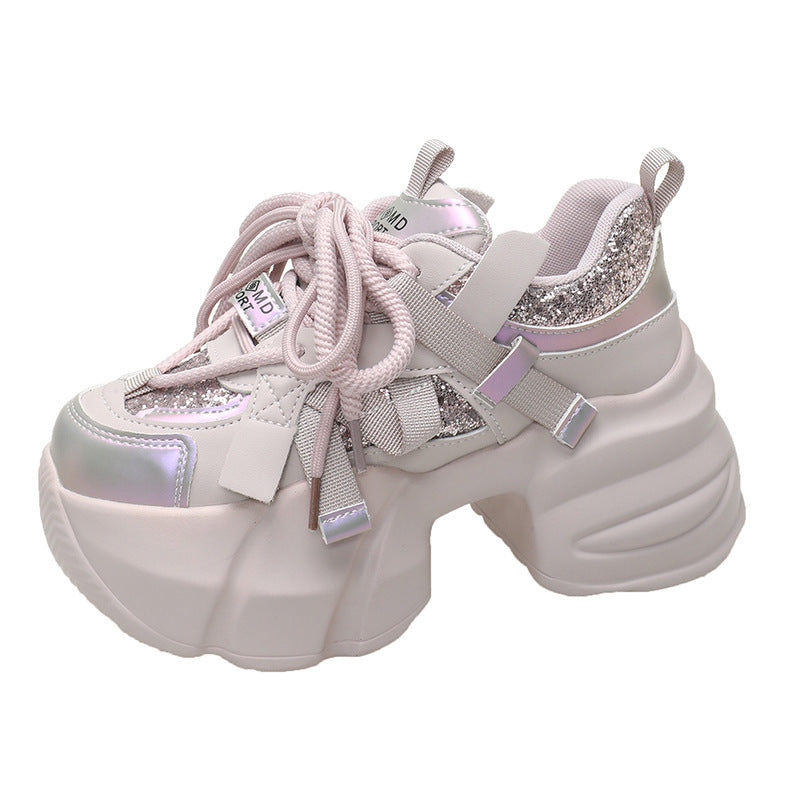 Sequin Sweet Dad Platform Height Increasing Small Casual Shoes