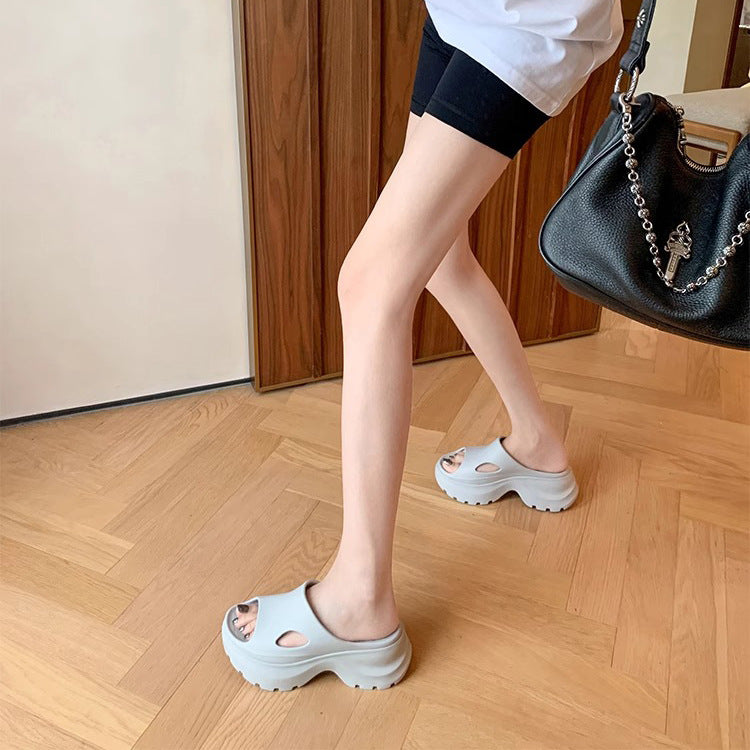 Women's Model Leg Summer Outer Wear Soft Bottom Thick Slippers