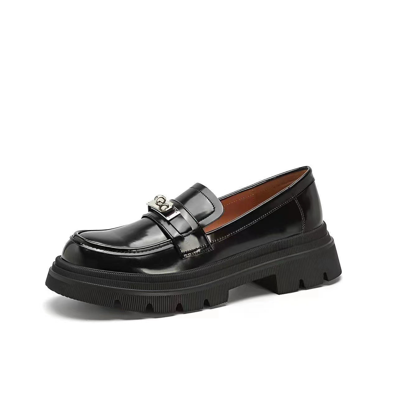 Women's Lock Platform British Style Slip-on Pumps Loafers