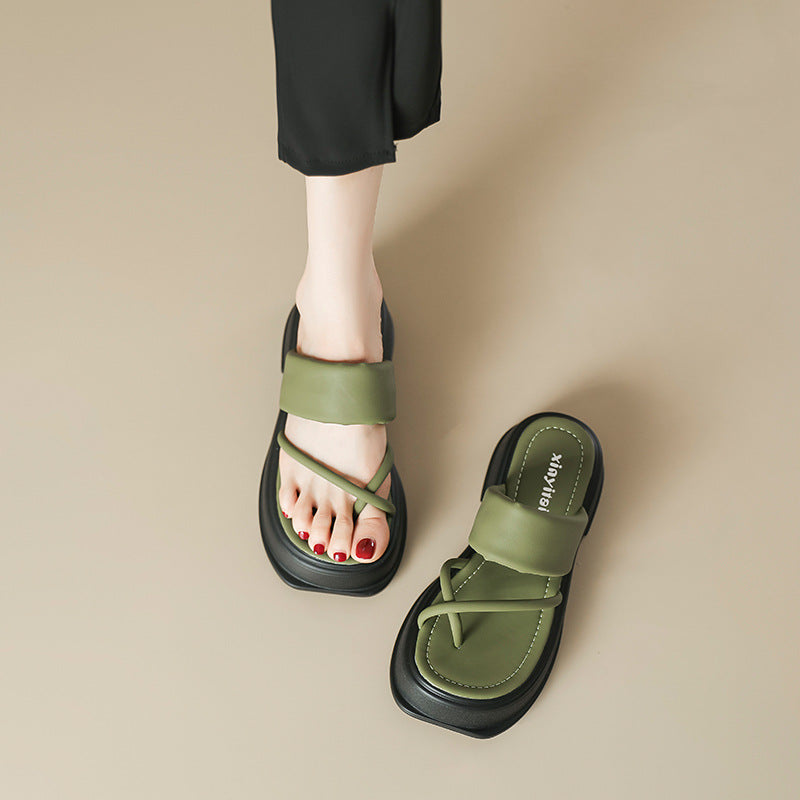 Women's Covering Platform Summer Outer Wear Simple Slippers