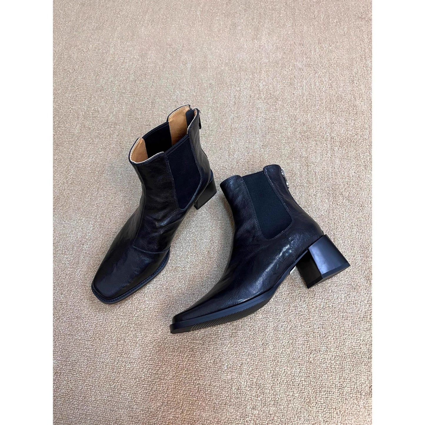 Women's Sheepskin Version Chunky Retro British Style Thick Thin Ankle Boots