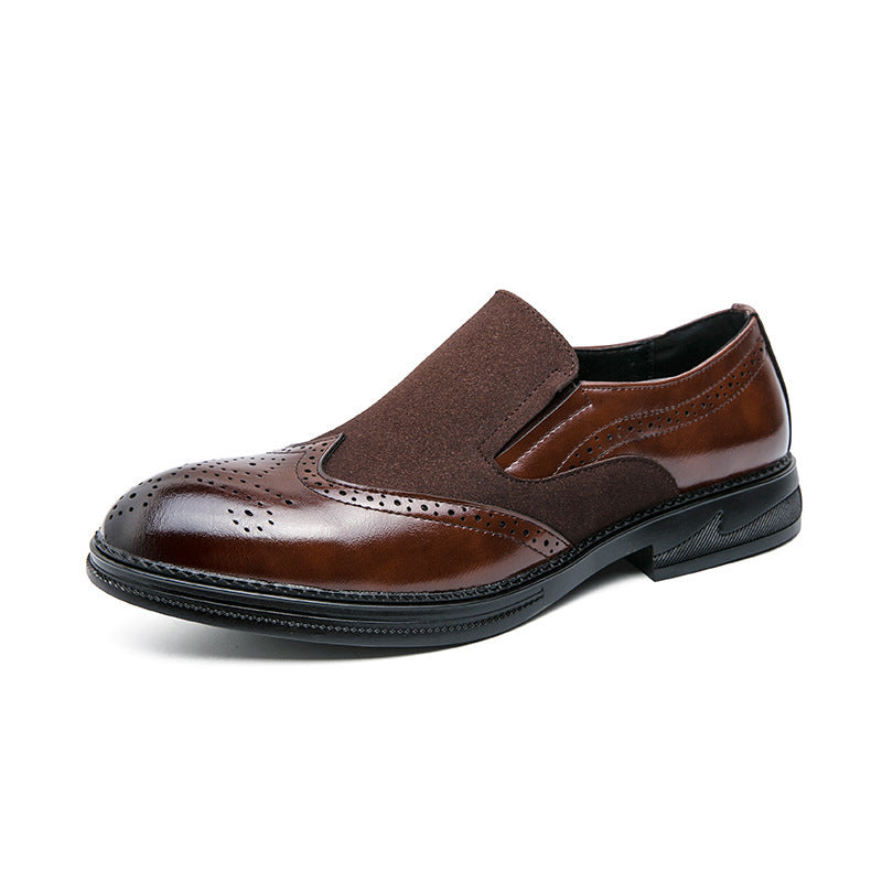 Men's Plus Size Spring Brogue Business Green Leather Shoes