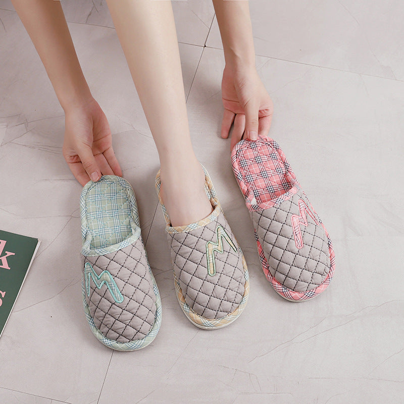 Cotton Fabrics Platform Plus Mute Couple Indoor Home Floor House Slippers