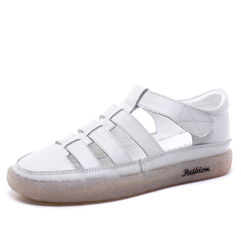 Women's Hollow Flat Authentic Toe Box Beef Tendon Sandals