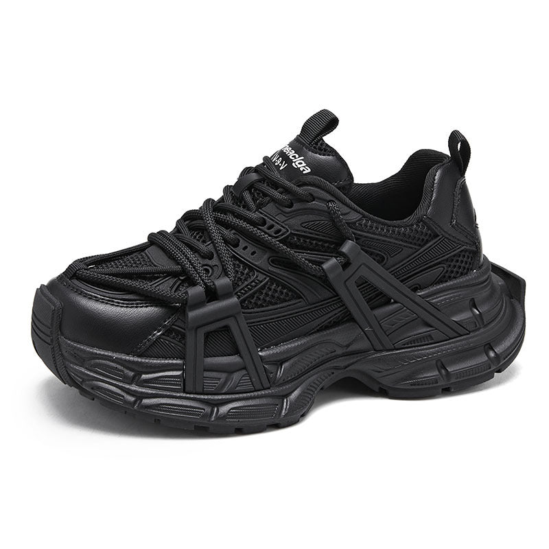 Women's Dad Thick-soled Black Small Height Increasing Casual Shoes