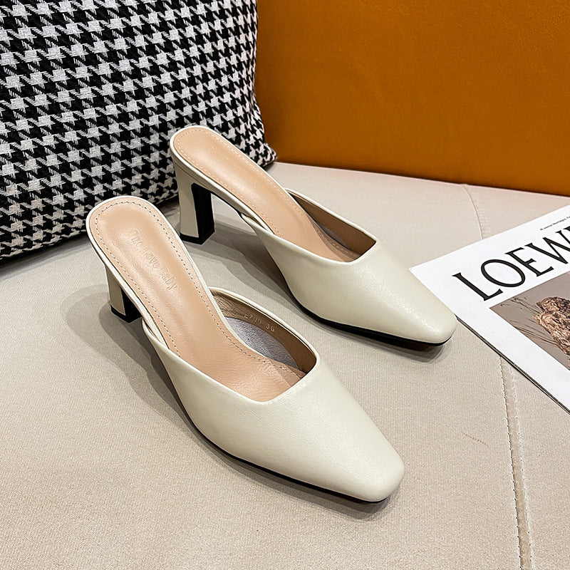 Women's High Authentic Square Toe Half French Heels