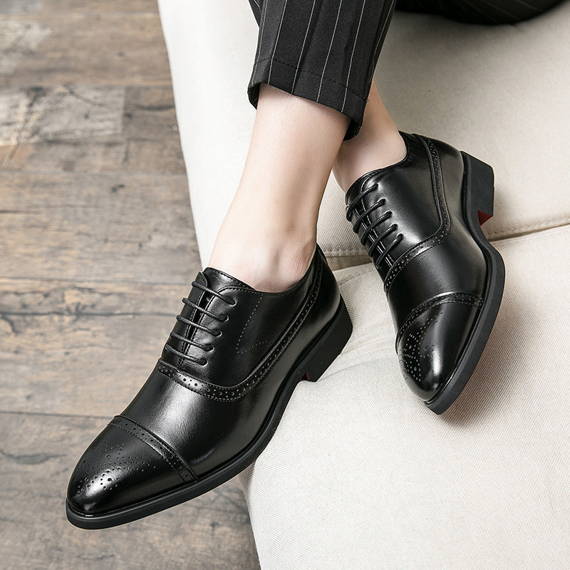 Men's Retro British Style Pointed Toe Business Leather Shoes