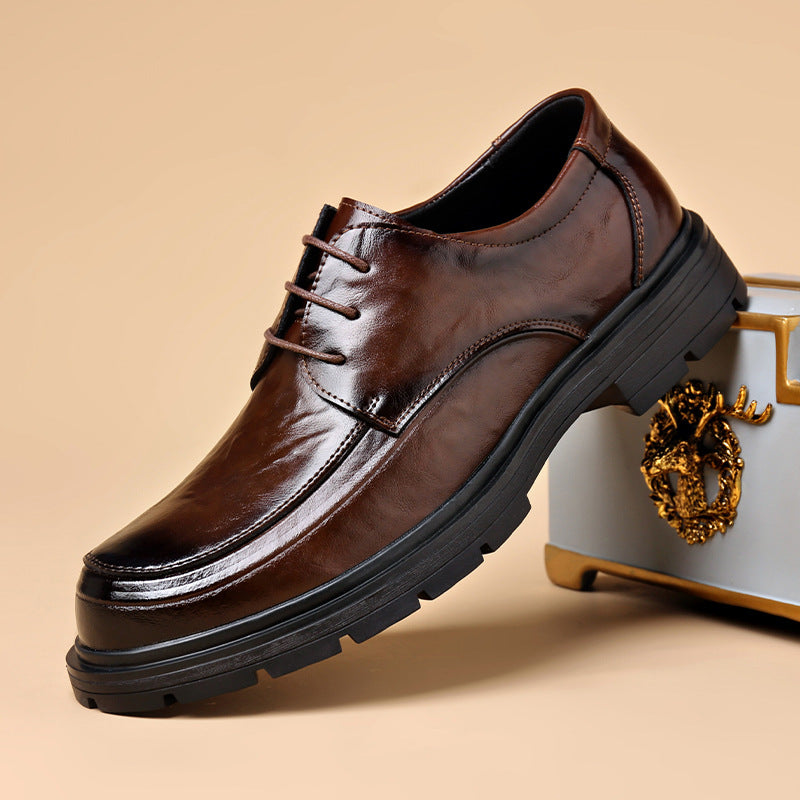 Men's Scratch Pattern First Layer Cowhide Formal Men's Shoes