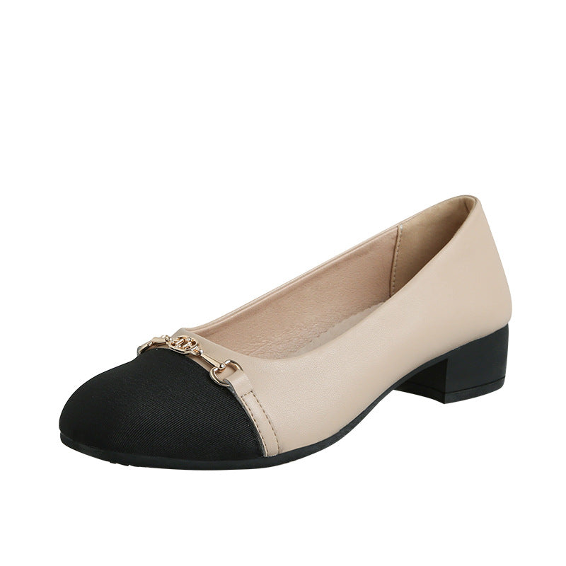 Women's Classic Style Chunky Slip-on Square Toe Casual Shoes
