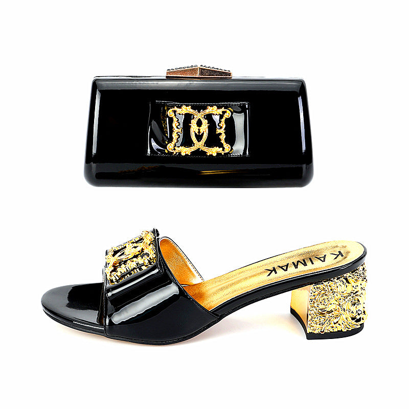 High Plated Chunky Plus Size Square Heels