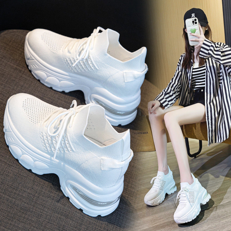 Women's Height Increasing Insole Mesh Breathable Hollowed Leisure Casual Shoes