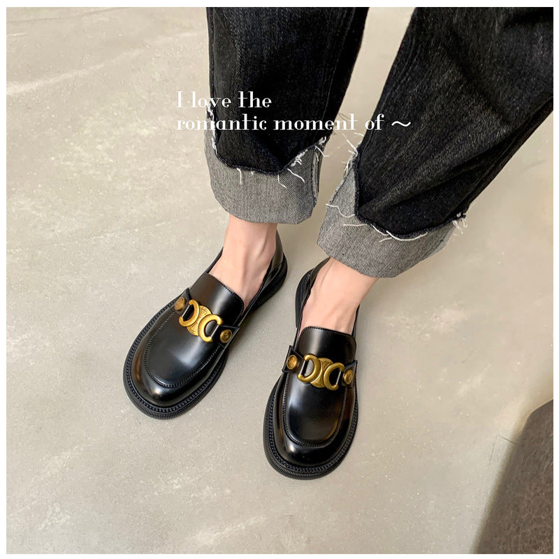 Women's Genuine Thick With British Style One Loafers