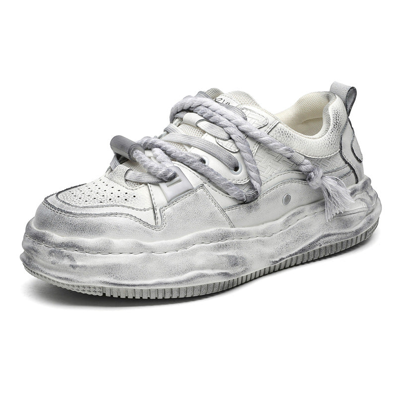 Men's Invisible Height Increasing Niche Thick-soled Distressed Polished Sneakers