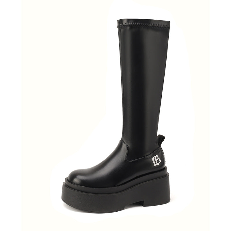 Thin Thick Bottom Mid Knee-high Small Figure Heels